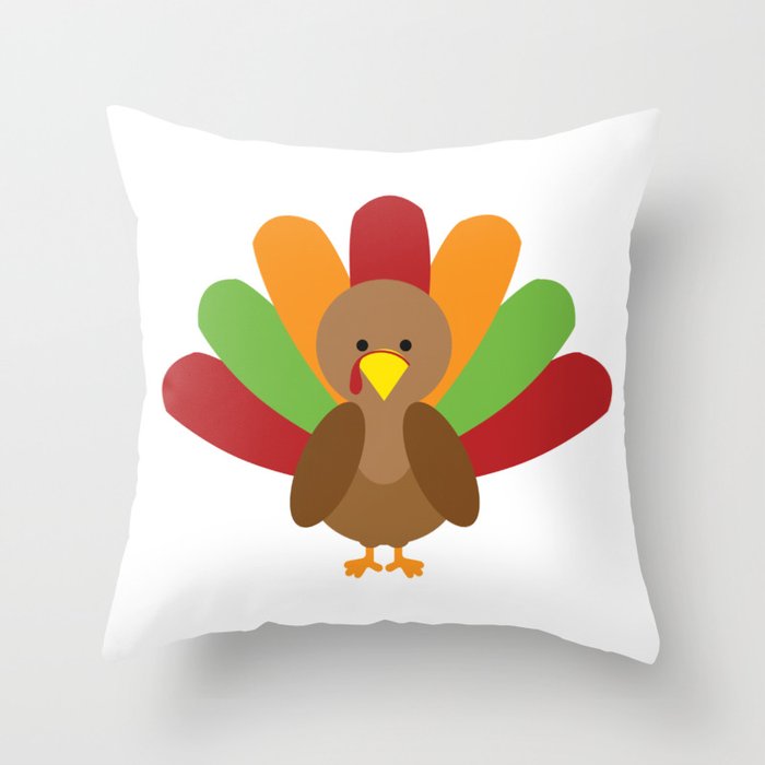 Cute Thanksgiving turkey Throw Pillow