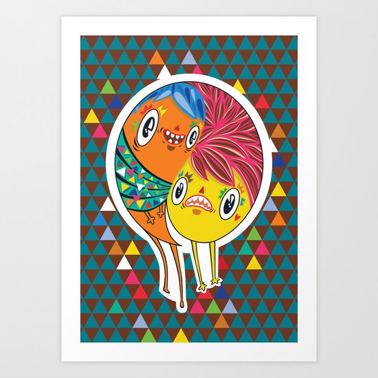 Polypop 2 Heads Art Print