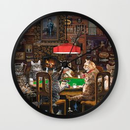 Cats Playing Poker Wall Clock | Oil, Brown, Den, Vacation, Meow, Pokertournament, Nevada, Antlers, Pokergame, Pokerlife 