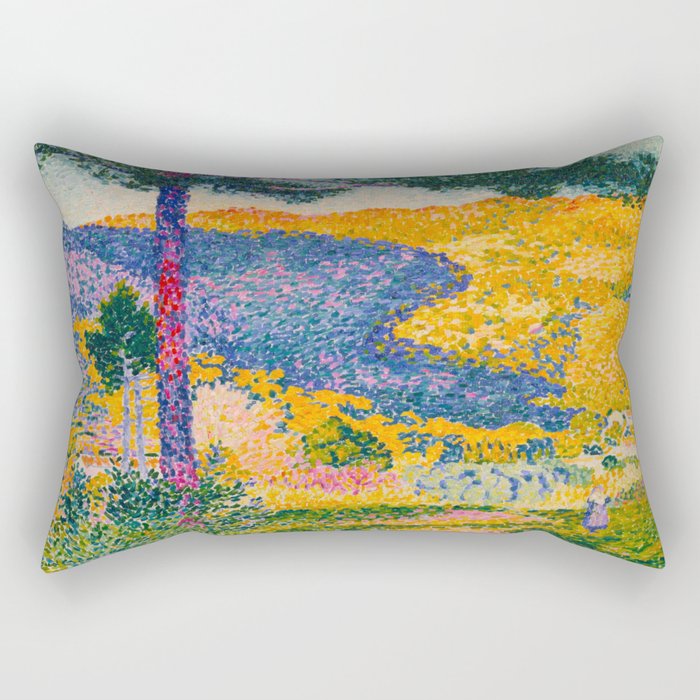 Henri-Edmond Cross Neo-Impressionism Pointillism Valley with Fir Shade on the Mountain Oil Painting Rectangular Pillow