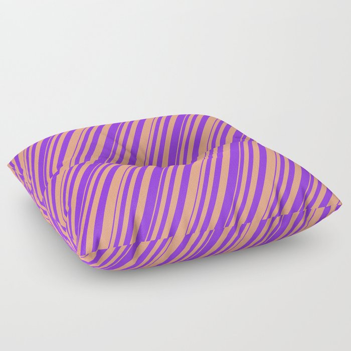 Purple & Light Salmon Colored Striped/Lined Pattern Floor Pillow