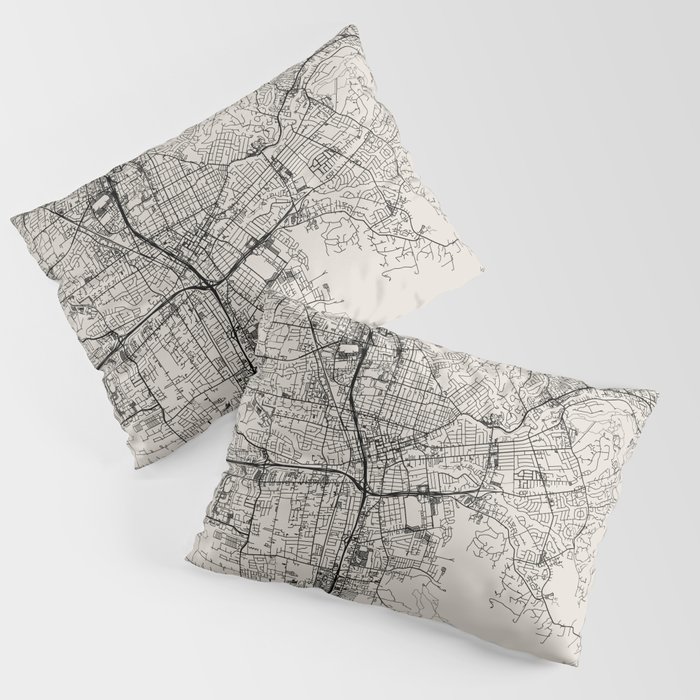 Santa Rosa USA - City Map - Black and White Aesthetic Pillow Sham