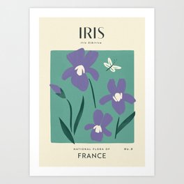 Iris of France | Matisse-Style Vintage Floral Print | Purple & Green Art Print
