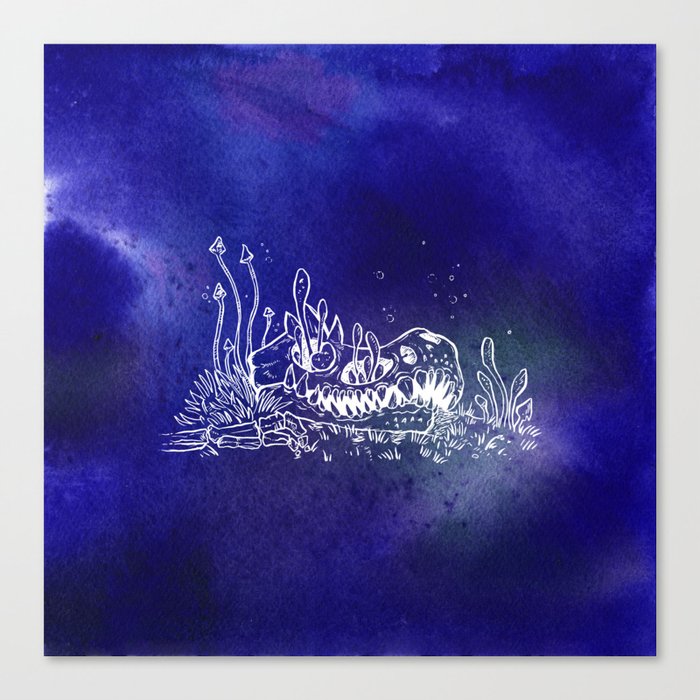Dino skull – Blue Canvas Print