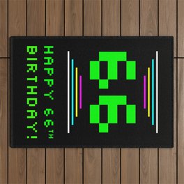 [ Thumbnail: 66th Birthday - Nerdy Geeky Pixelated 8-Bit Computing Graphics Inspired Look Outdoor Rug ]