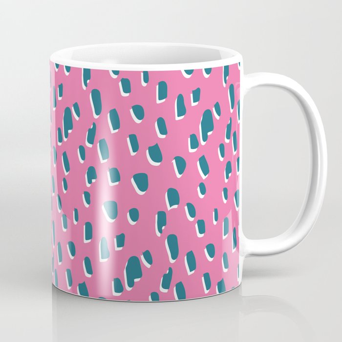 Pink Flintstone // Pattern, Abstract, Organic, Teal, Pink, Bubblegum Coffee Mug