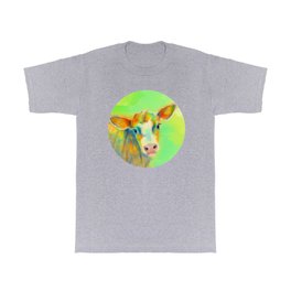 Summer Cow - colorful digital illustration T Shirt | Animal, Portrait, Illustration, Abstract, Painting, Cattle, Jersey, Digital, Cow, Colorful 