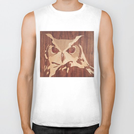 Owl marquetry art picture Biker Tank