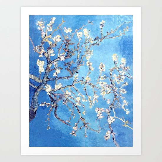Vincent Van Gogh Almond Blossoms. Turquoise Art Print