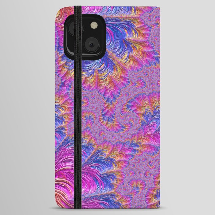 Funky Psychedelic Vibrant Colorful Jewel Tone Hippie Boho Spiral Fractal Art iPhone Wallet Case