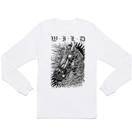 Occult horse Long Sleeve T Shirt | Nature, Illustration, Black and White, Animal 