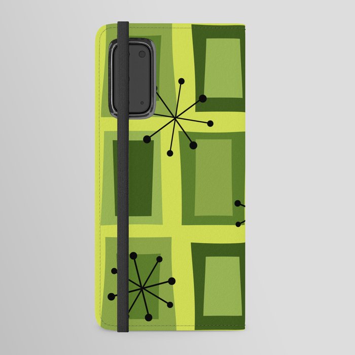 Mid Century Modern Art 'Wonky Doors' Chartreuse Android Wallet Case