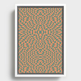 Jakarta orange and olive pink checker symmetrical pattern Framed Canvas