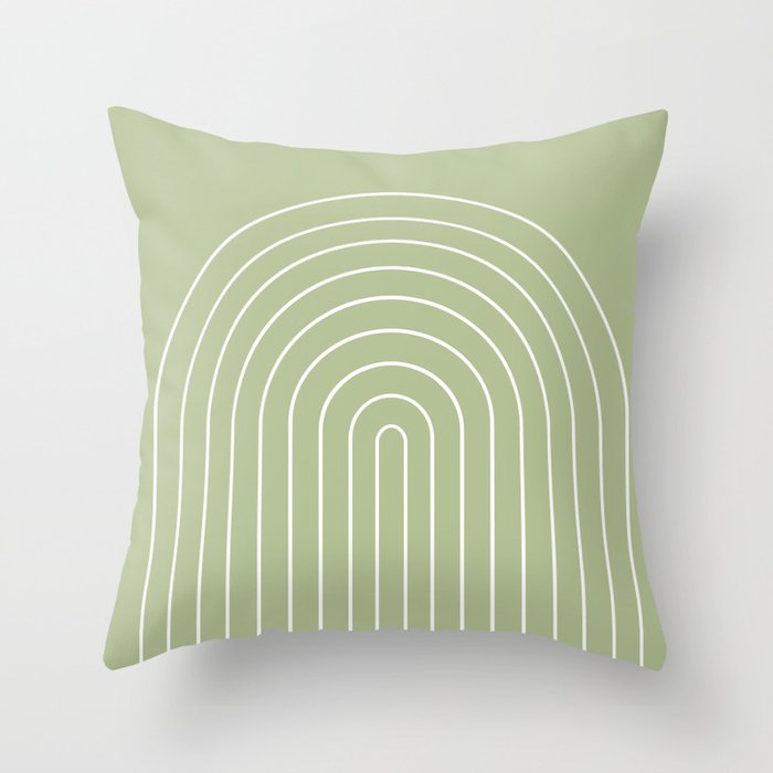 Minimal Arch XVII Pastel Green Modern Geometric Lines Throw Pillow