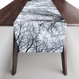 tree branches silhouettes on sky Table Runner