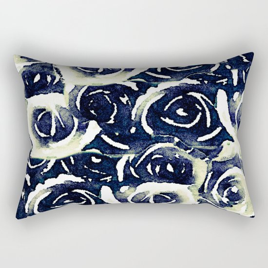 roses in deep blue Rectangular Pillow