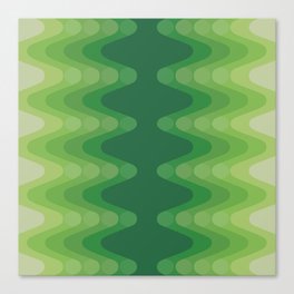 Retro 1970s Style Sonic Wave Pattern 230 Green Canvas Print