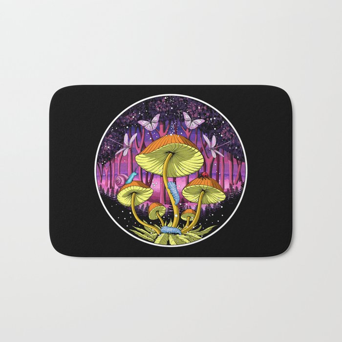 Psychedelic Mushrooms Forest Bath Mat