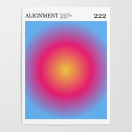 Angel Number 222 Alignment Poster Pink, Blue and Yellow Gradient  Poster