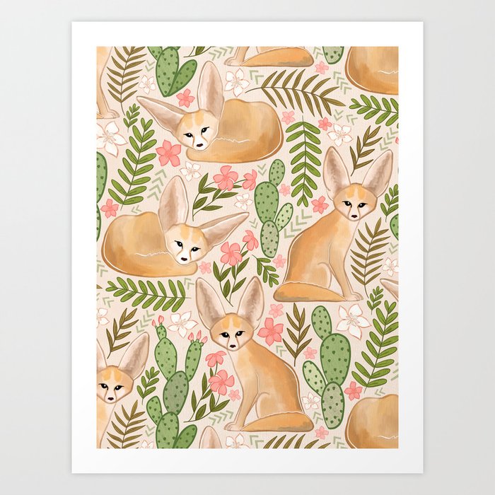 Fantastic Fennec Foxes Art Print