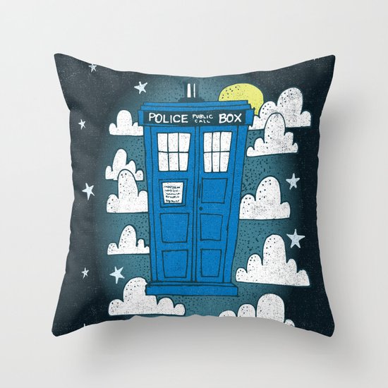 blue box Throw Pillow