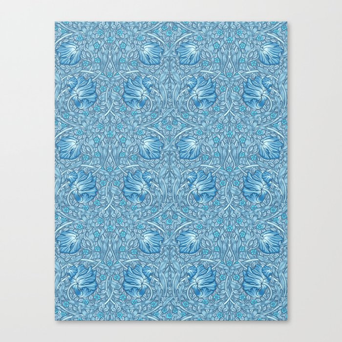Pimpernel By William Morris - Seamless Pattern- Blue Adaption  Canvas Print