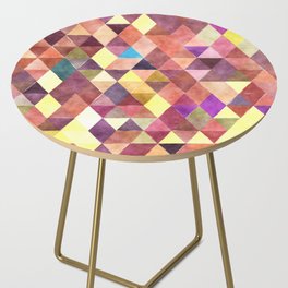 Geometrical Purple Burgundy Yellow Watercolor Argyle Pattern Side Table