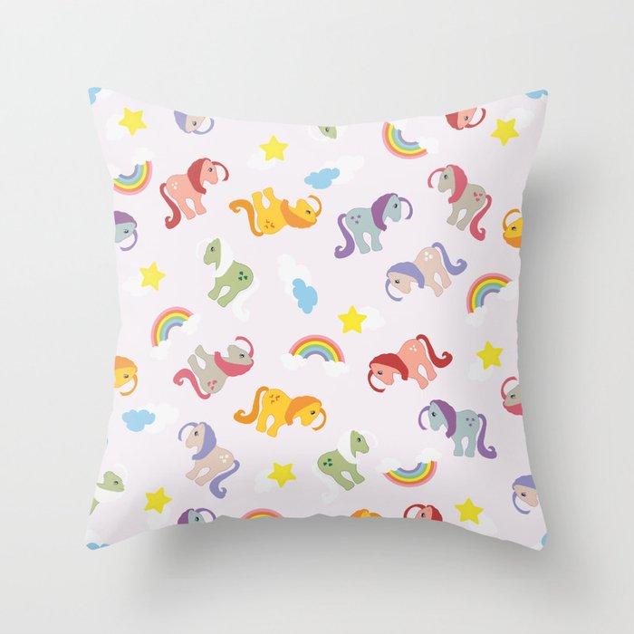 Rainbow Ponies Throw Pillow