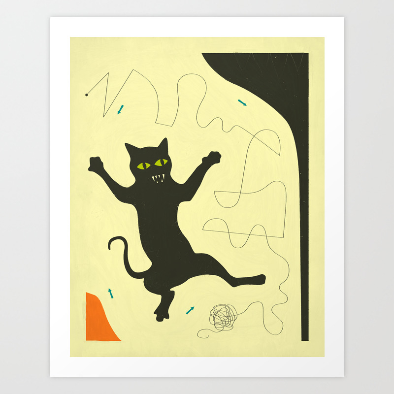 Black Cat With String Art Print By Jazzberryblue Society6