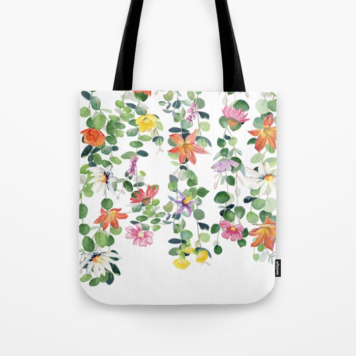 Flowers and Eucalyptus Garland Tote Bag