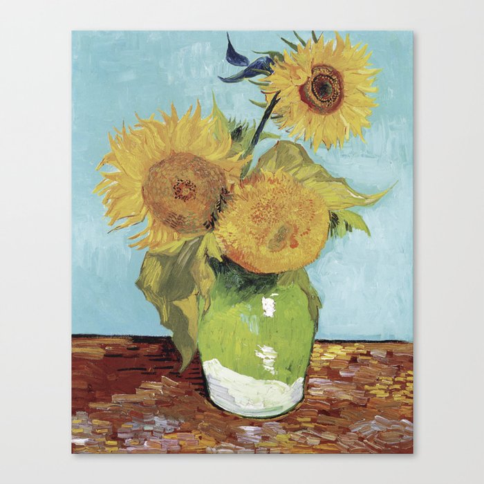 Vase With Three Sunflowers Canvas Print