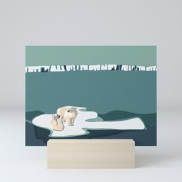 Polar bears on the ice Mini Art Print