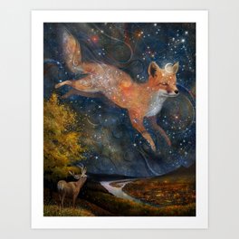The Fox In The Starlight Art Print