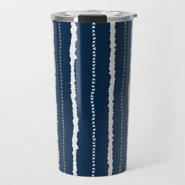 Navy Blue and Sage Stripes Travel Mug