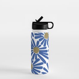 Blue and Gold Flowers Water Bottle
