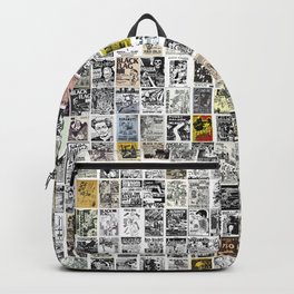 1980's Vintage Punk Flyers Backpack | Digital, Collage, Pattern, Mosaic, Punk, Black And White, Metal, Punkflyer, Wood, Abstract 