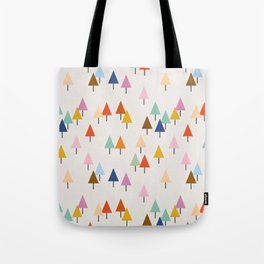 Pastel Triangle Trees: Cozy Winter Vibes with Modern Charm Tote Bag