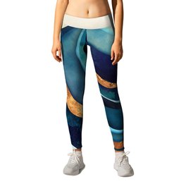 Abstract Blue with Gold Leggings