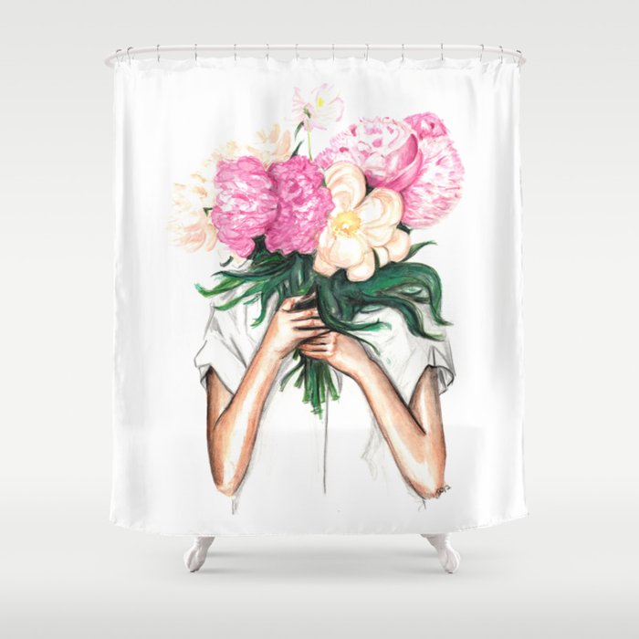 Spring | Botanical Illustration Shower Curtain