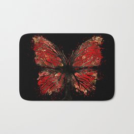 Butterfly Tree - Gold and Red Bath Mat | Graphicdesign, Splatter, Treeart, Red, Spiritualtree, Mystic, Treeabstract, Tree, Butterfly, Stars 