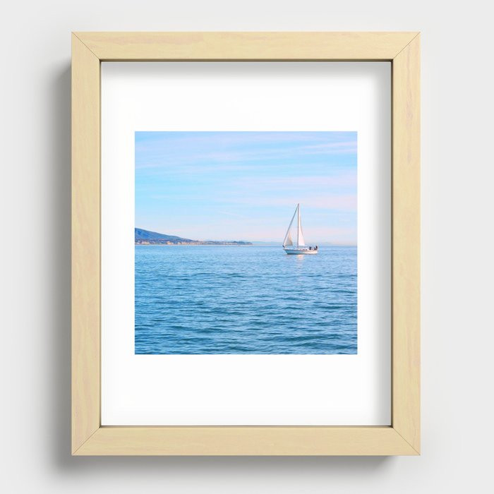 Blue Sailing Recessed Framed Print