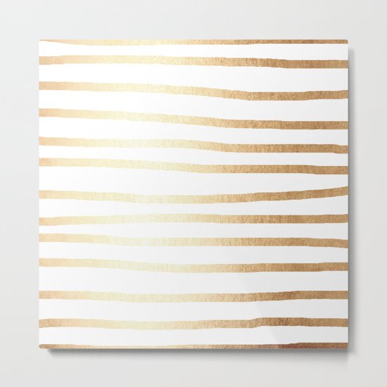 Simply Drawn Stripes Golden Copper Sun Metal Print