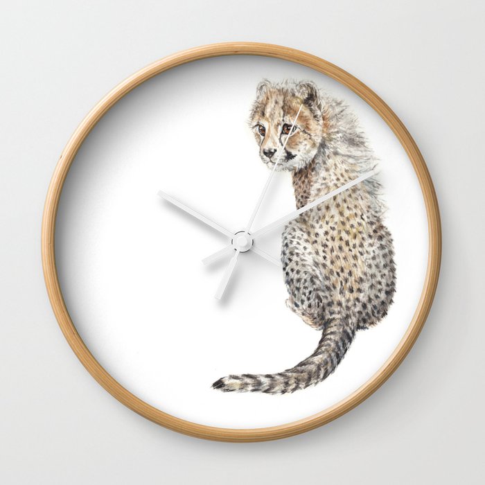 Watercolor Cheetah Painting Wall Clock By Wanderinglaur Society6