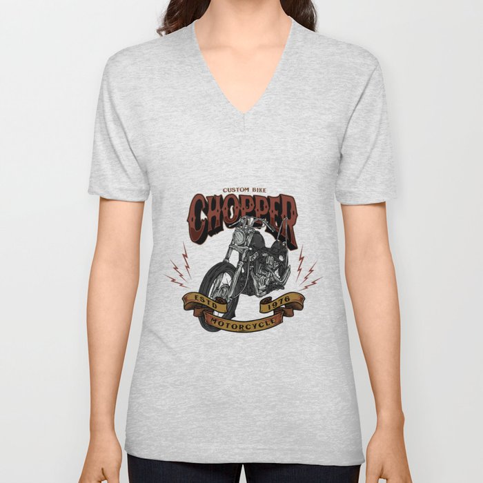 Chopper Motorcycle V Neck T Shirt