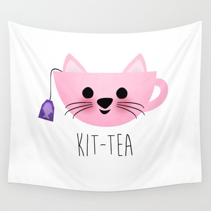 Kit-tea (Cat Teacup) Wall Tapestry