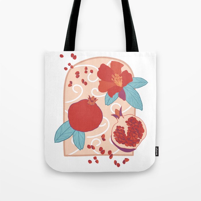 Pomegranate pink and ochre oriental window Tote Bag
