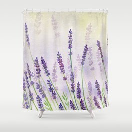 Lavender Flowers Watercolor Shower Curtain