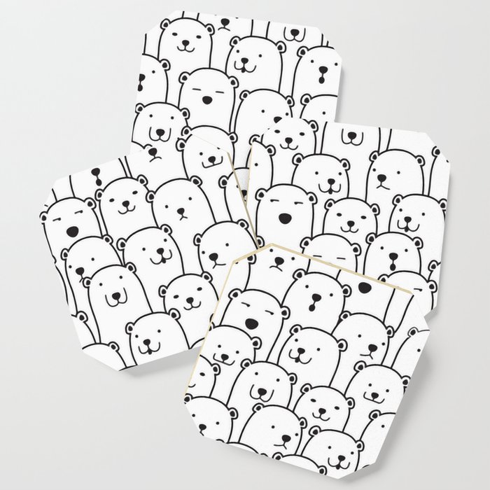 Funny Polar Bears Cartoon Pattern Coaster