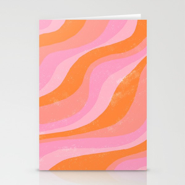 Pink 70s Retro Swirl Waves Stationery Cards