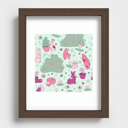 Pink Bunny Pattern Recessed Framed Print